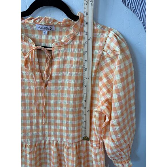 Nanette Lepore Sz 10 Gingham Dress Orange Yellow Check Ruffle Romantic Cottage‎ - Picture 6 of 10